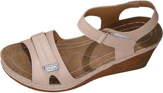 Generic Ladies Wedge Sandals Breathable Casual Womens Sandals Open Toe Stylish Solid Color Versatile Comfortable Lightweight Strappy Sandal Summer Beach