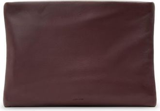 AllSaints Bettina Sheepskin Leather Clutch in Dark Red at Nordstrom