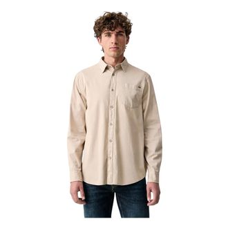 Guess Katoenen overhemd - Heren - Overhemden - Beige - Maat: S Katoen