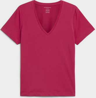 Contemporaine Womens Luxurious jersey V-neck T-shirt
