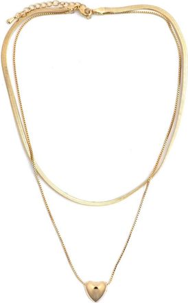 Panacea Double Layered Heart Pendant Necklace in Gold at Nordstrom Rack