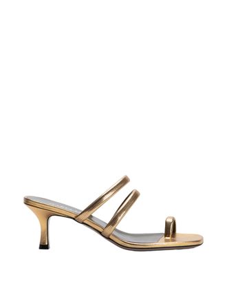 MARIA LUCA Metalllic Gold Flip-Flop Sandals With Textured Straps