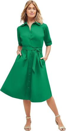 Jessica London Stretch Poplin Shirtdress in Kelly Green at Nordstrom, Size 16