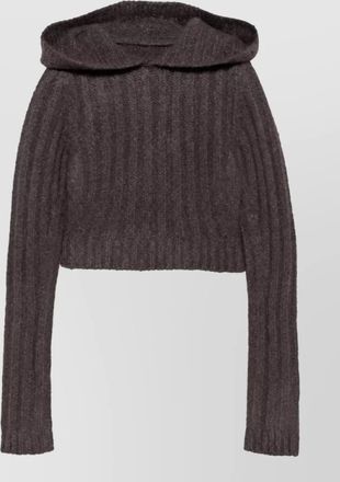 Rick Owens cashmere silk ribbed cropped hoodie