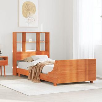 vidaXL Vidaxl - Cama Sin Colch&oacute;n Madera Maciza De Pino Marr&oacute;n Cera 100x200 Cm