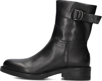 Shabbies Amsterdam Zwarte leren enkellaarzen met gesp - Dames - Enkellaarsjes - Zwart - 37 EU - Leer - Schoenen