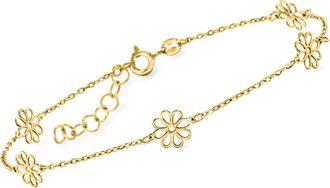 RS Pure by Ross-Simons Italian 14kt Yellow Gold Flower Station Bracelet