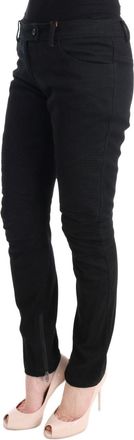 Ermanno Scervino Womens Black Cotton Slim Fit Casual Pants