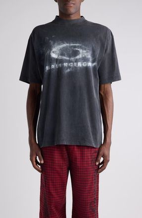 Balenciaga Medium Fit Loop Sports Icon Graphic T-Shirt in Washed Black/White at Nordstrom, Size Xx-Large