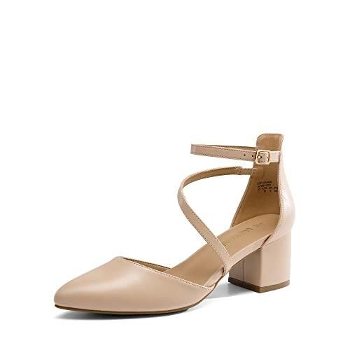 Escarpins Femme Talon Haut 2,8 Pouces - Bout Rond - Simili Cuir Confortable - Taille 41 Blanc