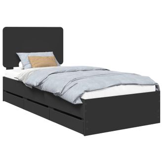 vidaXL Estructura De Cama Negro 75 X 190 Cm Madera Ingenieril Vidaxl