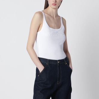 Dolce & Gabbana Canotta bianca con ricamo logo