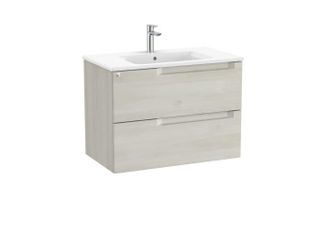Roca Roca - Pack Mueble Base De 2 Cajones + Lavabo Aleyda Color: Blanco Madera - Medidas: 805x460x565 Mm - Posici&oacute;n Del Lavabo: Central