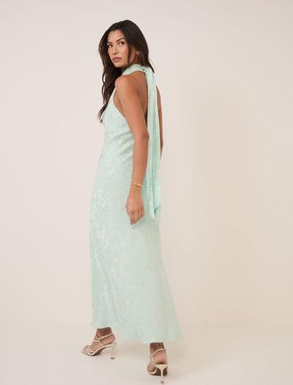 Nobody's Child Mint Green Floral Jacquard Fifi Midi Dress