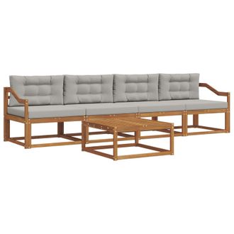 vidaXL Conjunto De Sof&aacute;s De Exterior 5 Pcs Gris Natural Y Claro Vidaxl