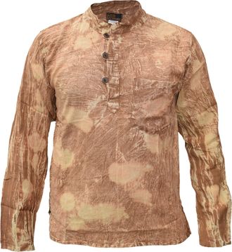 Gheri Cotton Golden Acid Wash Grandad Casual Long Sleeve Shirt Tops Kurtas A Medium