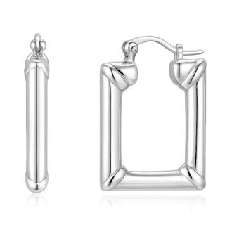 MAX + STONE 925 Sterling Silver Square Hoop Earrings