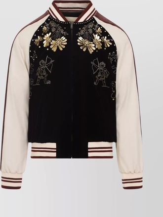 Valentino embroidered cotton jacket sequin embellishments
