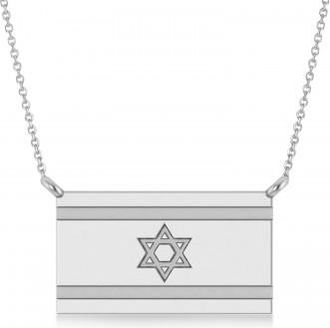 Allurez Israel Flag Pendant Necklace 14K in Sterling Silver