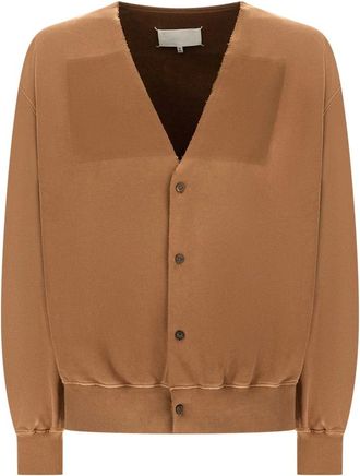 Maison Margiela Cardigan in cotone con scollo a V profondo - - Knitwear - Uomo - Marrone - XL
