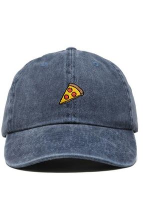 Dalix Pizza Slice Embroidered Dad Hat in Washed Navy Blue at Nordstrom