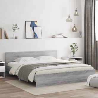 Berkfield Home Bed Frame with LED without Mattress Grey Sonoma 200x200 cm