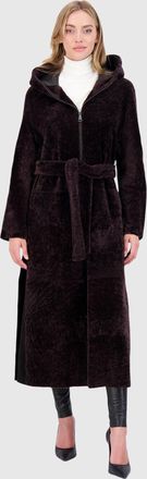 Gorski REVERSIBLE TEXTURED SHEARLING LAMB ZIP PARKA WITH BELT