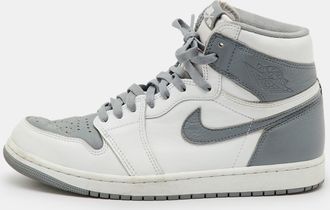 Air Jordan s White/grey Leather Jordan 1 Retro High Og Stealth Sneakers