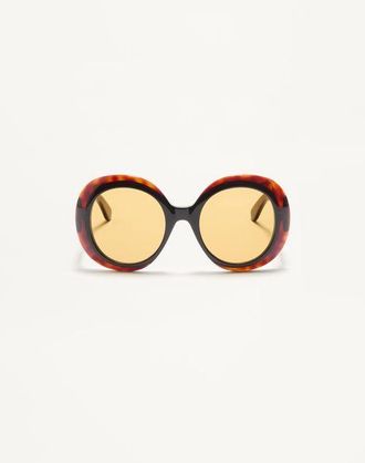 Valentino Dramatic Round 1960s Acetate Glasses Woman HAVANA BEIGE 54
