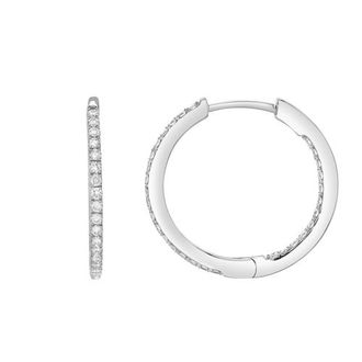 LuvMyJewelry Everbloom Sleek Inside Out Diamond Set Hoop Earrings in 14K Gold in 14K White Gold at Nordstrom