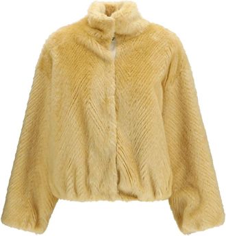 Forte_Forte Giacca Bomber in Ecopelliccia Chevron - - Jackets - Donna - Giallo - S