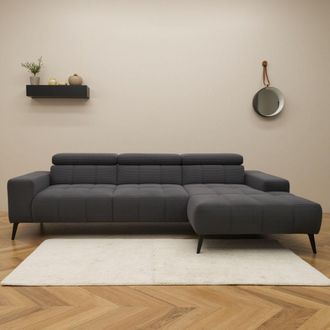 Domo Collection Ecksofa »Trento L-Form, mit Kufenfuss oder Einzelfuss« wahlweise mit Kopfteilverstellung, Recamiere links/rechts bestellbar