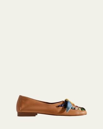 Hereu Lambskin Multicolored Lace-Up Ballerina Loafers