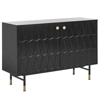 Beliani Beliani - Aparador Negro Blanco 120 X 40 Cm Mdf 2 Puertas Almacenaje Sala De Estar Adante