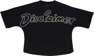 Disclaimer Tops, Dames, Zwart, S, Katoen, Zwart Logo Crop Tee met Strass