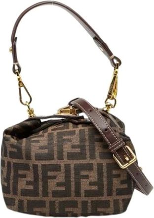Fendi Pre-owned Bucket Bags, female, Brown, Size: ONE SIZE Pre-owned Canvas Bucket Bag