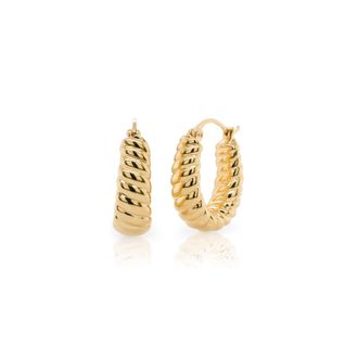 MAX + STONE 14k Gold Resin Filled Electroform Rope Textured Hoop Earrings