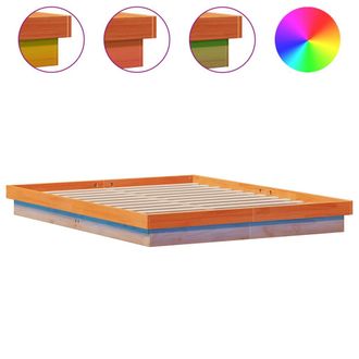 vidaXL Vidaxl - Estructura De Cama Led Madera Maciza Pino Marr&oacute;n Cera 160x200cm