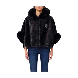Liu Jo Jassen, Dames, Zwart, ONE Size, Polyester, Capuchonmantel