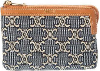 Celine Celine Jacquard Triomphe Canvas & Leather Coin Purse