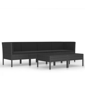 vidaXL 6 Pcs Garden Lounge Set Con Vime Pe Negro