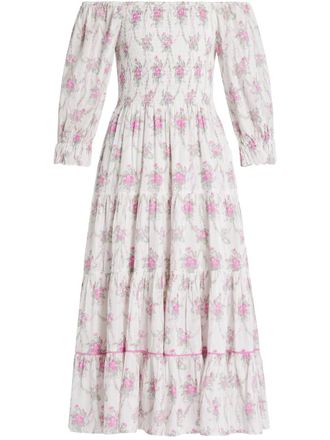 LoveShackFancy Rigby midi dress - White