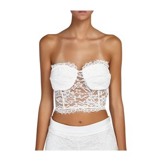 Doris S Elegante Kant Crop Top - Dames - Tops zonder mouwen - Wit - L - Tops