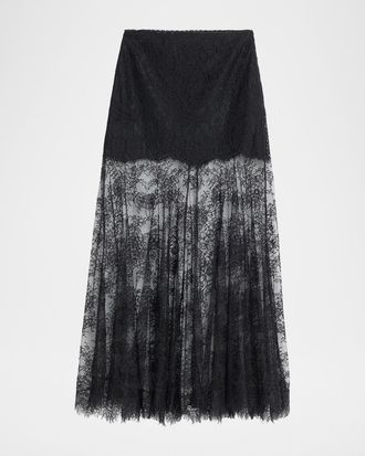 LoveShackFancy Carline Floral Lace Maxi Skirt