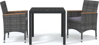 vidaXL Juego Muebles Jard&iacute;n 3 Pzas Con Cojines Rat&aacute;n Sint&eacute;tico Gris Vidaxl