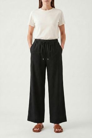 Brunello Cucinelli Black Wide Leg Cotton Trousers, Size Medium