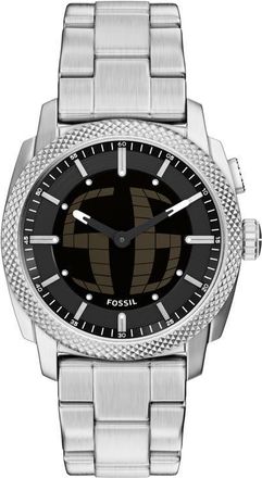 Fossil Machine Big Tic Anadigi Bracelet Watch, 41mm in Silver at Nordstrom