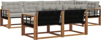 vidaXL Conjunto De Sof&aacute;s De Exterior 7 Uds. Natural Y Gris Claro Vidaxl