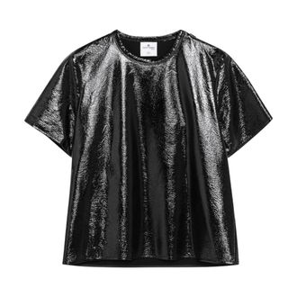Courr&egrave;ges Dames, Tops, Zwart, Maat: XS Vinyl