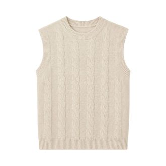 Vanessa Bruno Herve Pullunder - Dames - Ronde hals truien - Beige - S - Truien & Vesten